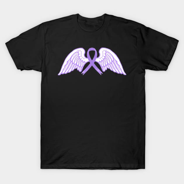 Purple Awareness Ribbon with Angel Wings T-Shirt by CaitlynConnor